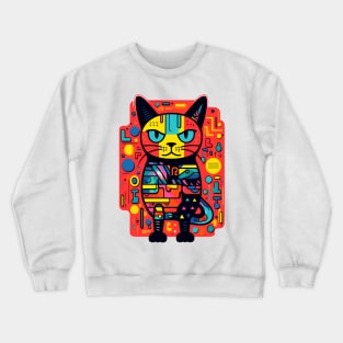 Colorful hi-tech robotic cat design Crewneck Sweatshirt